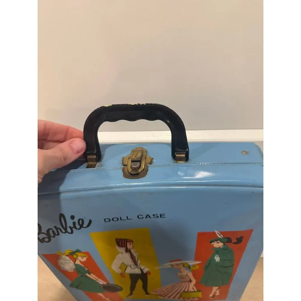 Vintage 1961 Mattel Ponytail Barbie Blue Vinyl Carrying Case JM